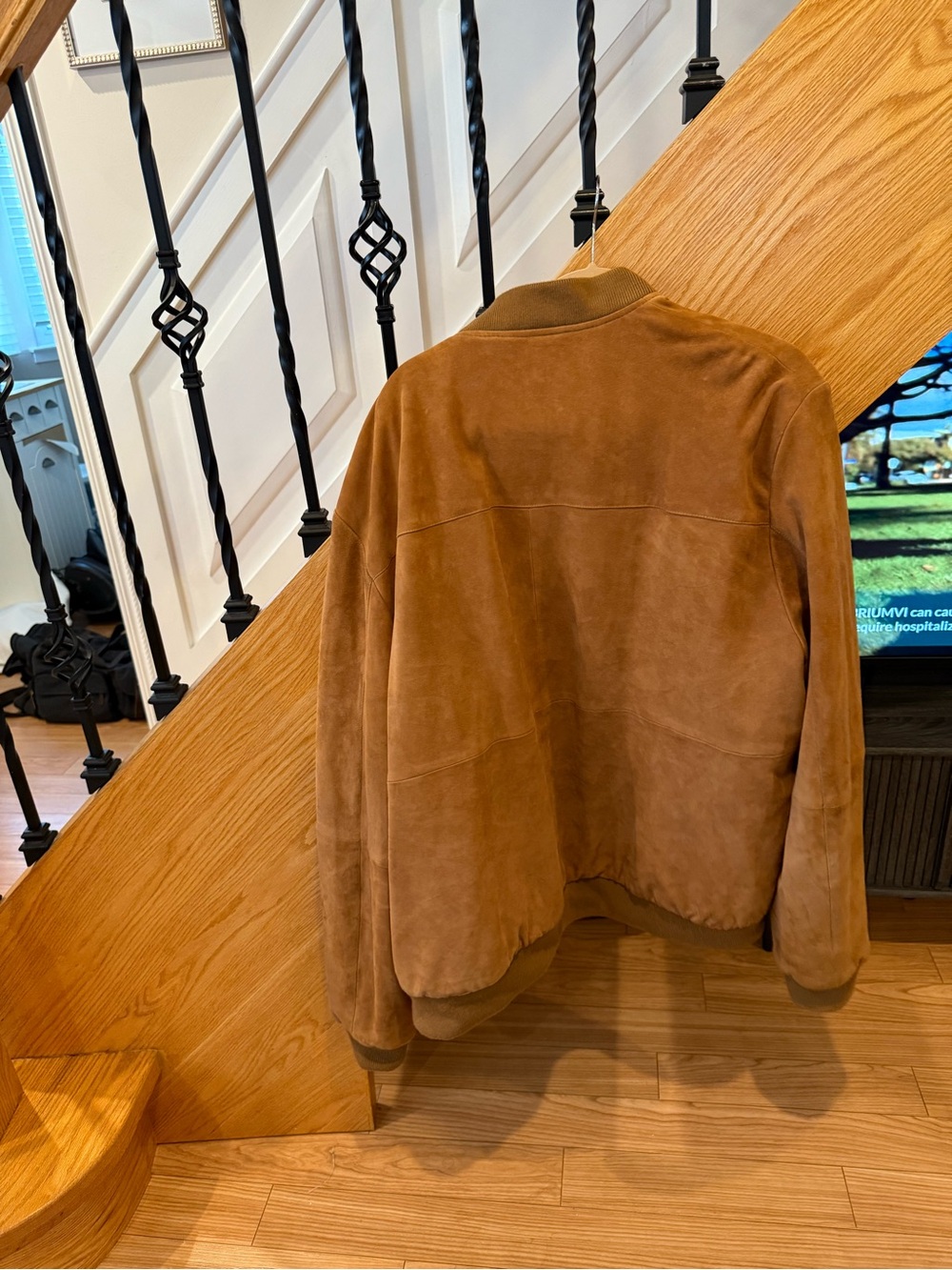 ASOS Men's Suede Bomber Jacket in Chestnut Brown